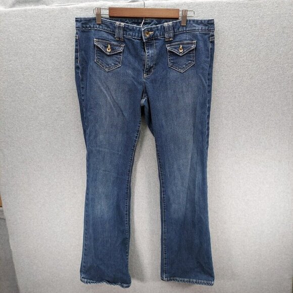 Tommy Hilfiger Classic Low Rise Boot Cut Women's Jeans Dark Denim Size 14 - Picture 1 of 13